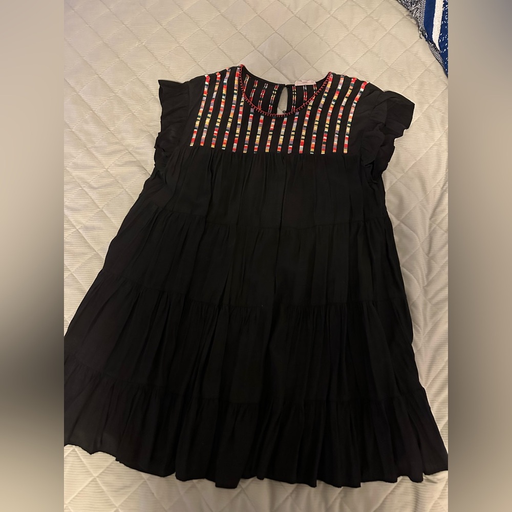 Entro Black Dress with Colorful Stripes